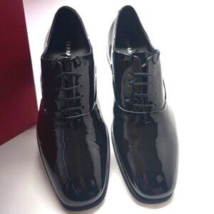 Salvatore Ferragamo Denzel Men Shoes Black Patent Leather Formal Shoes Size 11E